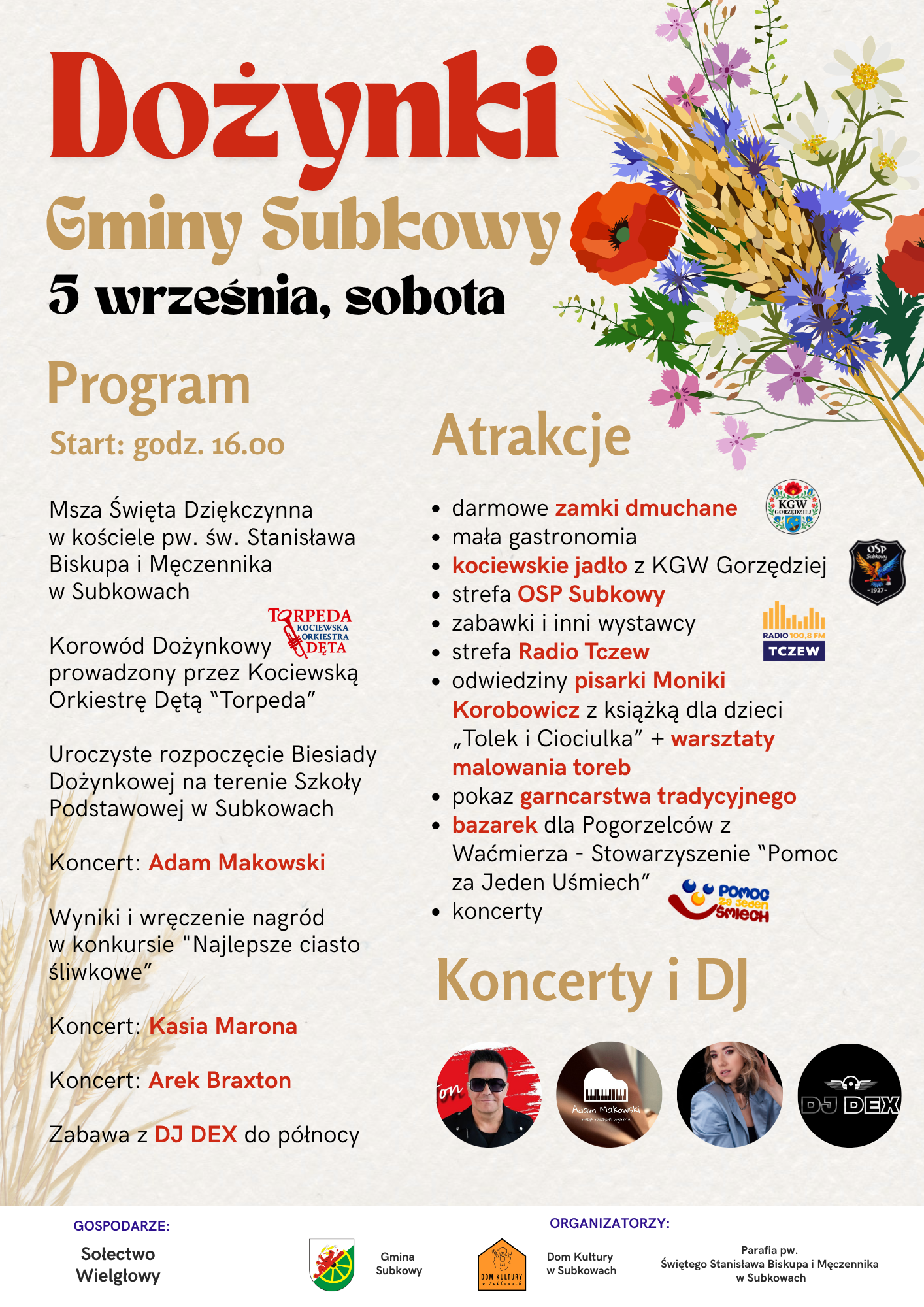 Dożynki Gminy Subkowy 2026 plakat A3