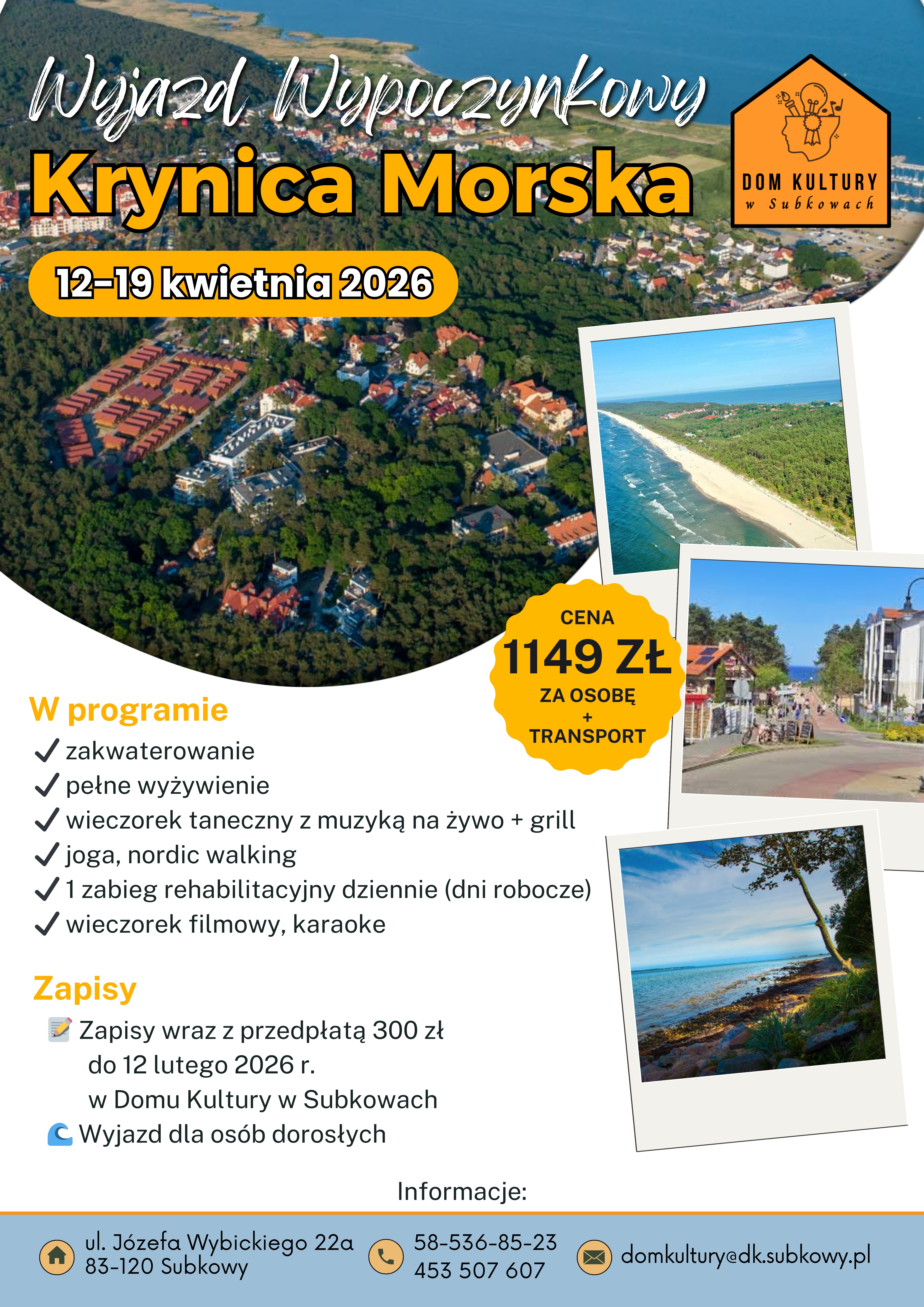 Wyjazd wypoczynkowy dla dorosłych - Krynica Morska
